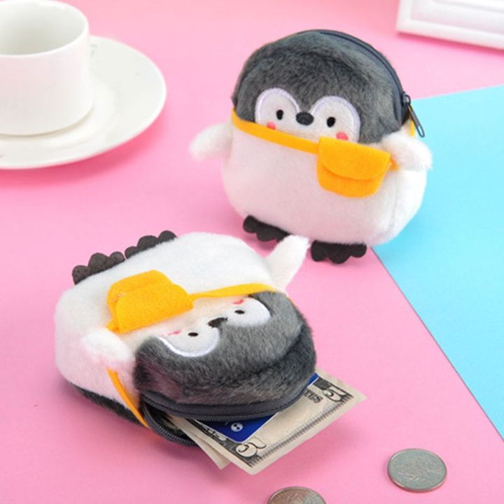 PETEEX Lovely Cute For Girls Penguin Plush Mini Korean Money Bag Zipper