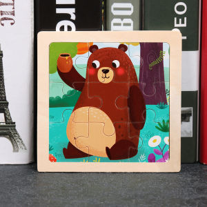 Kids Wooden Jigsaw Puzzle 9pcs Early Learning Education Toys Animal Vehicle Dinosaur Sea Animal For Christmas Gift Goodies