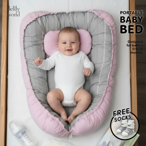 Portable Girls Pastel Twilights Baby Bed Cotton Baby Nest with Baby Pillow Removable Newborn Bed Set Until 12 MONTHS