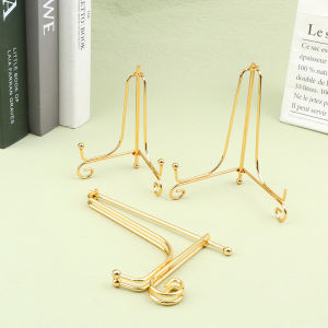 LEI Gold Iron Display Stand Craft Bracket Book Holder Photo Pedestal Bowl Dish Frame Picture Plate Rack Easel Storage Decoration
