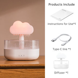 Rain Cloud Humidifier 200ML Essential Oils Aroma Diffuser With Water Drops And Colorful Night Light Mushroom Humidifier