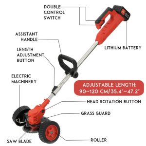 588V Cordless Grass Cutter Electric Lawn Mower Grass Trimmer Adjustable Rotatable Electric Mower