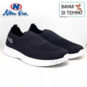 FIURI - NEW ERA - WINNER 35-43 FULL HITAM - SEPATU SNEAKERS SLIP ON PRIA - SEPATU KNIT RAJUT - SEPATU OLAHRAGA JOGGING SENAM LAKI-LAKI - SEPATU SEKOLAH KERJA KULIAH - SEPATU CASUAL COWOK TRENDY MURAH PROMO DISKON