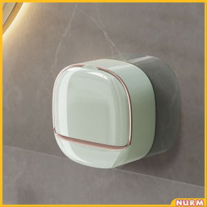 Nurm Creative Soap Box Drain Perforation-Free Shelf Wall-Mounted Soap Box with Lid Laundry Soap Box