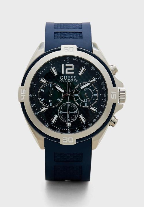 Guess Odyssey Analog Blue Dial Blue Rubber Strap Watch For Men - W1108G1