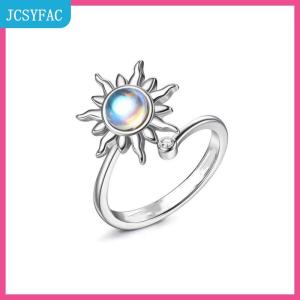 JCSYFAC Xoay mặt trời nhẫn cho phụ nữ chống căng thẳng lo lắng Thần Tài Hướng Dương Mặt trời ngôi sao Vòng Đảng thẩm mỹ đồ trang sức quà tặng