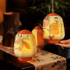 YOUTH HOME Luminous Autumn Festival Decorative Lantern Vintage Ancient Style Handheld Classic Light Childrens Toys Blessing Word Lantern Material Kit Lantern Festival