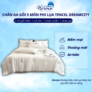 Chăn Ga Gối Đệm Mùa Hè Phi Lụa Tencel HERENA Cao Cấp Dream City Chăn Hè Trần Bông Chuẩn Khách Sạn 5 Sao