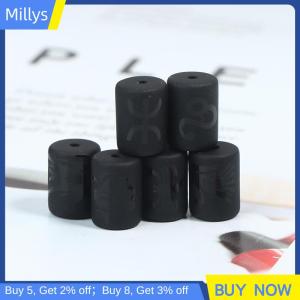 Millys ลูกปัดจักรราศี12เม็ดจี้ลูกปัดทรงกระบอกเคลือบสีดำนิล