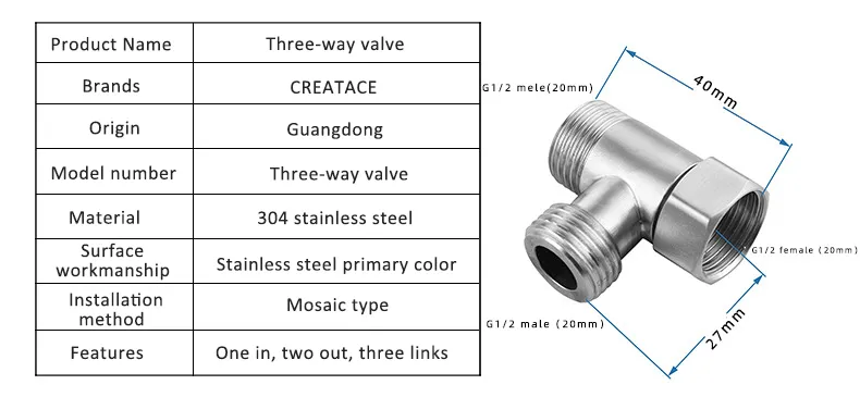 304 Stainless Steel Diverter Valve 3 Way Water Sep... – Grandado