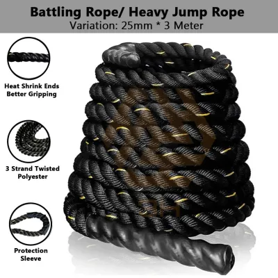 3H Tali Battle Gym 25mm | MMA Battling Rope | Skipping Rope Berat Badan | Cordless Battling Rope