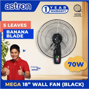 Astron MEGA 18" Wall Fan | Transparent Banana Blade | 5 Leaves | 70W