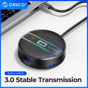 ORICO RGB Colorful 4 Ports USB 3.0 HUB Round USB C Splitter with Type C Charge Power SD TF Ports