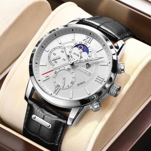 LIGE New model mens high-end quartz watch multifunctional chronograph luminous waterproof wristwatch foreign trade wholesale
