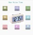 Silent Digital Alarm Clock with Time Temperature Display Night Light(White). 