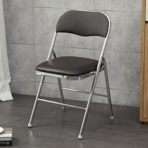 (No Installation Required) PU Leather Cushion Foldable Chair Study Dining Office Conference Furniture/Rainbow Culture