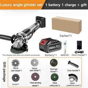 988VF Cordless Angle Grinder 1000RPM Brushless Angle Grinder Rechargeable Lithium Battery Heavy Duty Angle Grinder Grinder bateri Cutting and Grinding Machine Polisher grinder