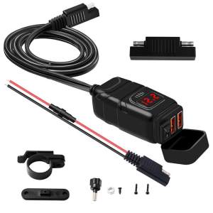 EKLEVA Motorcycle Vehicle-mounted Charger Waterproof USB Adapter 12V Phone Dual Quick Charge 3.0 Voltmeter ON OFF Switch Moto Equipment