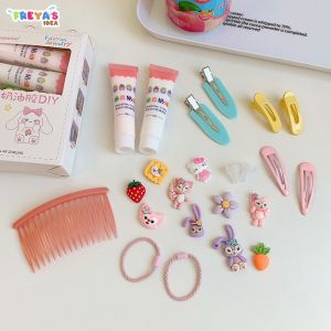 FR-C776 Jepit Rambut DIY Set With Clay Decorating Hair Pin Korean Style / Menghias Jepitan Karet Aksesoris Rambut Anak dengan Cream Import