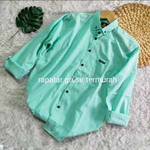 Kemeja Polos pria slimfit lengan panjang Hem pria kantor hitam putih navy maron army