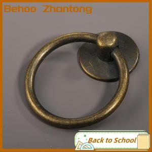 Behoo ที่จับประตูเฟอร์นิเจอร์ห่วงทรงกลมสไตล์วินเทจ2ชิ้นมือจับลิ้นชักตู้อัลลอยสำหรับแต่งตัว