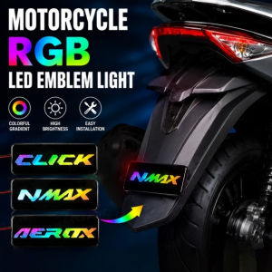 Motorcycle RGB LED Emblem Light Acrylic Color Gradient Lamp 2-Sided Adhesive for Click Nmax Aerox