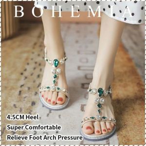 Casual Sandals Wear Rhinestone Wedge Sandals Unique Retro Exquisite Anti-slip Grace No Tiring Feet