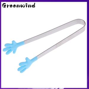 【Greenwind】 Silicone Stainless Steel Cooking Kitchen Ice Tong Food BBQ Salad Hand Clip