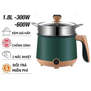 Nồi Lẩu Điện Mandeli Hiệu Suất cao 1000W Dung Tích 4L Kèm Xửng Hấp Inox Lẩu Chiên Xào Đa Năng