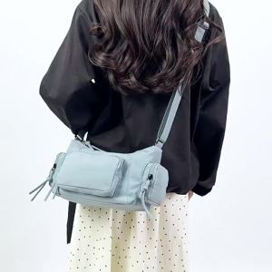 Korean-style fashion multi-pocket shoulder crossbody bag Lightweight waterproof wear-resistant nylon multifunctional womens bag #7356