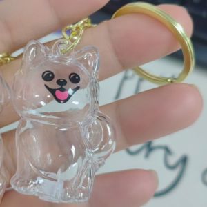 LABAICAI Transparent Dog Hair Storage Box Hair Grooming Dog Shape Puppy Pendants Cartoon Acrylic Pet Hair Keychain Backpack