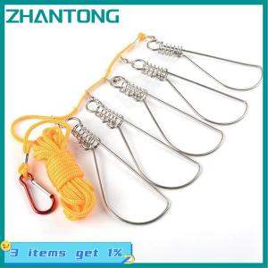 ZHANTONG 3.5 Meters Fishing Rope Stainless Steel River Fish Lock Buckle Outdoor Fishing Tackle Lanyard Carp Fishing Accessories