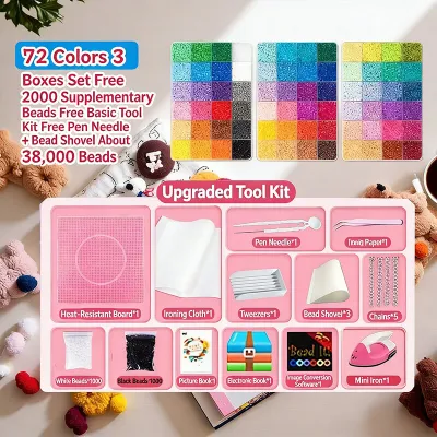 DIY spelled beans luxury gift 2.6mm package with 24/48/72/96 colors educational puzzle toys three-dimensional bean fusion girl childrens educational toy