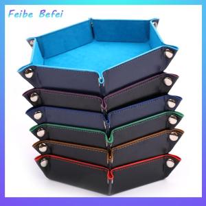 [Feibe Befei] Foldable Tray Box PU Leather Folding Hexagon Square Tray Game