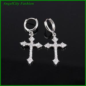 AngelCity Fashion Store 1Pc Zircon Cross Earrings For Women Drop Earrings Gothic Punk Hip Hop Female Dangle Earrings Jewelry