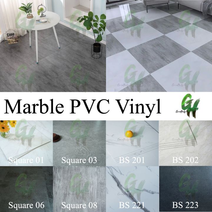 [SG SELLER] Marble Square Vinyl Flooring 60cm x 60cm Home Decoration ...