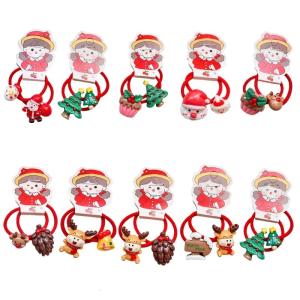 Kids Holiday Hair Accessories 5/10Pairs Mix Styles Resin Hair Elastics Hair Decoration For School Parties