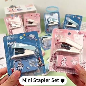 Cute Handheld Stapler Kit Labor Saving Small Stapling Machine Durable Desk Accessory for Students Teachers & Office Workers