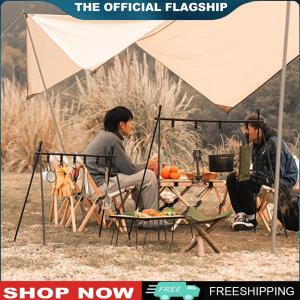 [TOPACE MALL]อลูมิเนียมอัลลอยด์แคมป์แขวนราวตากพับได้แบบพกพาชั้นวางสามเหลี่ยมพร้อมตะขอน้ำหนักเบามัลติฟังก์ชั่นสำหรับบาร์บีคิวปิคนิคสำหรับการเดินป่าแบกเป้