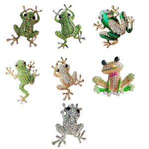 Shimmering Frogs Brooch For Women Clothing Animal Shaped Pin with Rhinestones Dress Coat Accessory