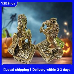 【Local shipping】 1Pcs Zodiac Horse Statue Ornament Gifts Brass Horse Feng Shui Horse Figurine Miniatures Crafts Office Home Decor Accessory