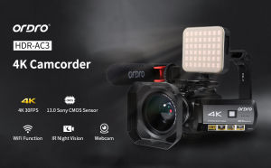 Ordro 4k Camera Portable And Compact With 30x Digital Zoom Night Vision WiFi And Remote Control