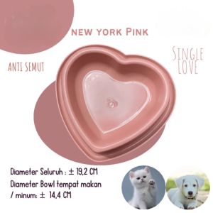 Tempat Makan Minum Single Bentuk HATI BULAT & KOTAK Anti Semut Hewan Peliharaan - Tempat Makan Anjing Kucing