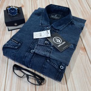 Kemeja Jeans pria Lengan Panjang pendek xxl xxxl xxxxl / COD