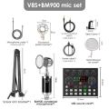 Popcorn Microphone V8 Sound Card  Set Original Livestream Full Set with Adjustable Bracket for  Studio Online Broadcasting. 