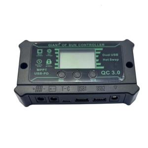 Có thể điều chỉnh màn hình LCD sạc năng lượng mặt trời Bộ điều khiển 12V/24V với cổng USB đôi để cung cấp điện trong ô tô đồ chơi và thuyền