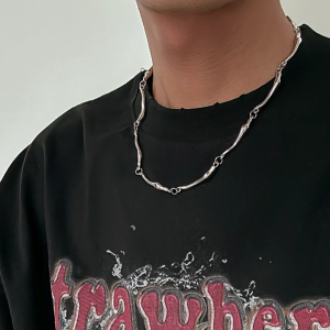 Wavy Stainless Steel Chain Choker Adjustable Length Neckchain for Party and Daily Wear Versatile Accessory