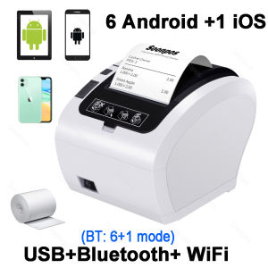 Soonpos Bluetooth Wifi POS Thermal Receipt Printer 80mm Receipt Wireless Printer Compatible with Loyverse APP on iOS Android Windows Kitchen Cashier Printer with Auto Cutter