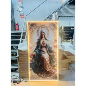 Tranh Đính Đá Đèn LED Tranh Công Giáo Tranh Treo Tường Decor Phòng Khách Cầu Thang Phòng Ngủ..