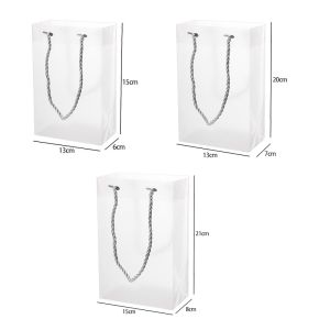 10pcs Frosted PVC Tote Bag Reusable transparent waterproof plastic bags Gift Display Bag with Hand Loop Travel Makeup Storage Bags
